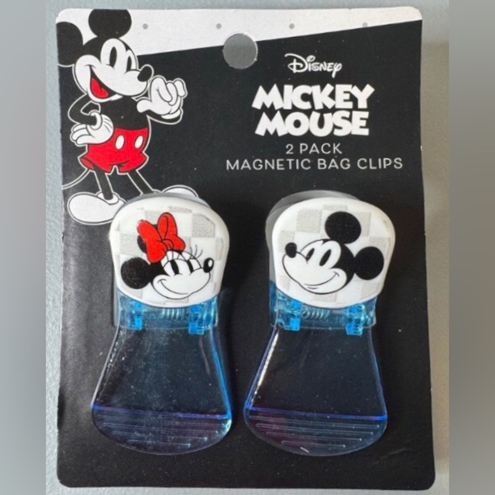 Disney Mickey Mouse Minnie Magnetic Bag Clips Refrigerator Magnets (2 Pack) NEW